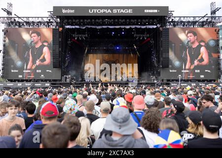 Adenau, Allemagne, 7 juin 2024 : Royal Blood (Mike Kerr, chant, basse et Ben Thatcher, batterie) joue sur l'Utopia Stage au Rock am Ring. Le festival Banque D'Images