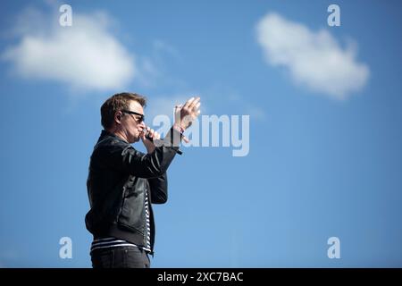 Sebastian Madsen, chanteur du groupe Madsen au Rock am Ring Festival sur le circuit de Nuerburgring près d'Adenau le 09/06/2024 Banque D'Images