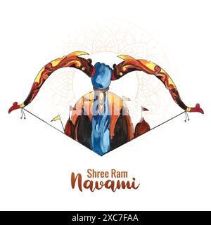 Illustration de l'arc et de la flèche dans le festival shree RAM navami de la conception de la carte de l'inde Illustration de Vecteur