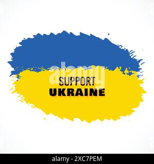 Soutenez le thème de drapeau de texte ukraine avec un fond d'écran Illustration de Vecteur