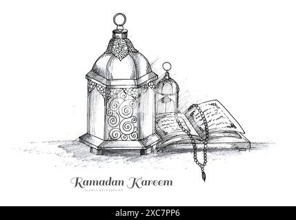 Dessin à la main lampes arabes dessin de carte de dessin Illustration de Vecteur