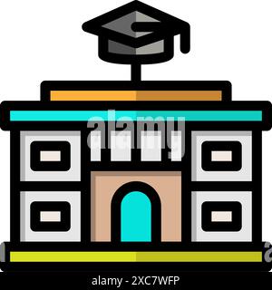 Icône de ligne Université. campus, diplôme, académique. Peut être utilisé pour les sites Web, l'interface utilisateur et les applications mobiles. Illustrations vectorielles. Illustration de Vecteur