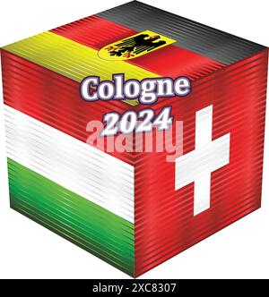 Championnat d'Europe de football de l'UEFA, Hongrie VS Suisse, drapeau grunge brillant d'Allemagne, drapeau grunge brillant de Suisse, drapeau grunge brillant o Illustration de Vecteur