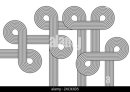 Lignes géométriques d'arcs et cercles de formes abstraites tordues. Élément de design linéaire dans le style esthétique Bauhaus boho moderne Illustration de Vecteur