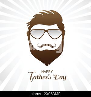 Beau visage d'homme avec la barbe sur les lunettes de moustache fond heureux de fête des pères Illustration de Vecteur