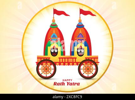 Festival de Rath yatra pour la conception de cartes lord jagannath puri Illustration de Vecteur