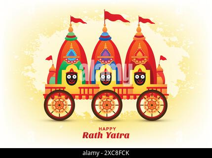 Happy rath yatra festival pour lord jagannath puri vacances fond Illustration de Vecteur