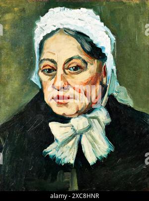 Portrait d'une vieille femme, 1885 (peinture) artiste Gogh, Vincent van (1853-90) Néerlandais. Illustration de Vecteur