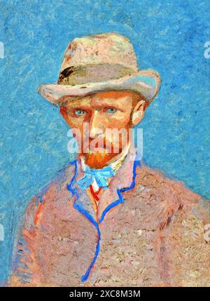 Autoportrait, 1887 (peinture) artiste Gogh, Vincent van (1853-90) Néerlandais. Illustration de Vecteur