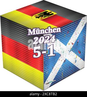 Championnat d'Europe de football de l'UEFA, Allemagne VS Écosse, drapeau Grunge brillant d'Allemagne, drapeau Grunge brillant d'Écosse, résultat, 5-1 Illustration de Vecteur