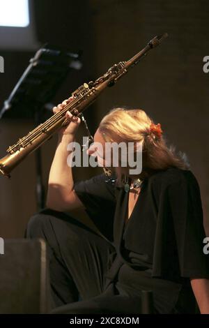 14 juin 2024, Rome, Latium, Italie : Diva's Jazz Festival 2024 avec Monika Herzigh Sheroe's à la Casa Internazionale delle donne. Monika Herzig piano, Gina Schwarz contrebasse, Cecilia Sanchietti batteur, Alexandra Lehmler saxophone, invité spécial Susanna Boots voix jazz. (Crédit image : © Daniela Franceschelli/Pacific Press via ZUMA Press Wire) USAGE ÉDITORIAL SEULEMENT! Non destiné à UN USAGE commercial ! Banque D'Images