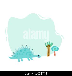 Fond mignon de dinosaures de bébé, cadre enfantin pour la conception d'enfants. Fond d'animaux mignons pour enfants. Peut être utilisé pour la conception de couverture, cadre photo, voeux CA Illustration de Vecteur
