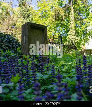 Vieux cimetière évangélique, vieilles pierres tombales et croix Banque D'Images