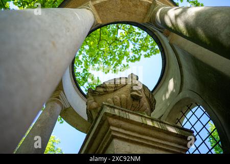 Vieux cimetière évangélique, vieilles pierres tombales et croix Banque D'Images