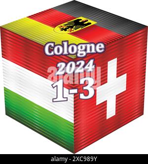 Championnat d'Europe de football de l'UEFA, Hongrie VS Suisse, drapeau grunge brillant d'Allemagne, drapeau grunge brillant de Suisse, drapeau grunge brillant o Illustration de Vecteur