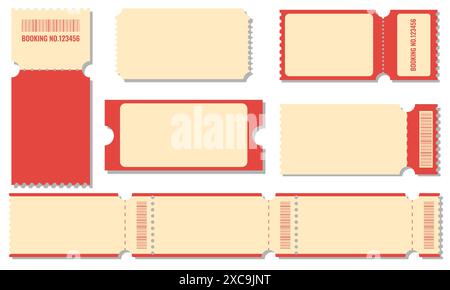 Billets rétro. Modèles vectoriels de coupons. Ensemble de talons de billets en papier et de laissez-passer d'entrée. Illustration vectorielle EPS 10 Illustration de Vecteur