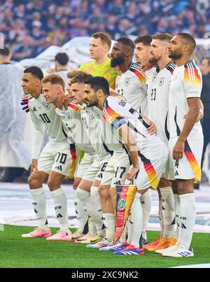 Mannschaftsfoto DFB Manuel NEUER, gardien de but DFB 1, Antonio Ruediger, Ruediger, DFB 2 Kai Havertz, DFB 7 Robert Andrich, DFB 23 Jonathan Tah, DFB 4 Jamal Musiala, DFB 10 Joshua Kimmich, DFB 6 Maximilian Mittelstaedt, DFB 18 Florian Wirtz, Nr. 17 DFB Ilkay Guendogan, DFB 21 dans le match de la phase de groupes ALLEMAGNE - ECOSSE 5-1 des Championnats d'Europe de l'UEFA 2024 le 14 juin 2024 à Munich, Allemagne. Photographe : ddp images/STAR-images crédit : ddp Media GmbH/Alamy Live News Banque D'Images