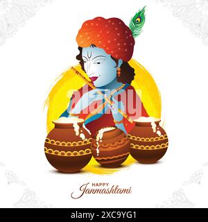 Fond de carte de vacances du festival de Shree krishna janmashtami Illustration de Vecteur