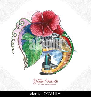 Dessiner à la main la carte de célébration Happy ganesh chaturthi design aquarelle Illustration de Vecteur
