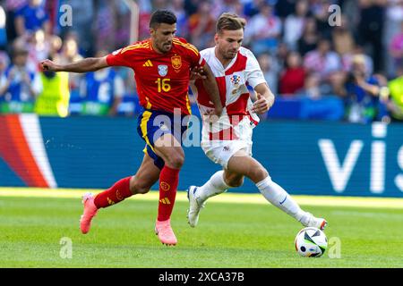 Berlin, Allemagne. 15 juin 2024. Rodri joue lors du match UEFA Euro 2024 Groupe B entre l'Espagne et la Croatie à l'Olympiastadion de Berlin à Berlin, en Allemagne, le 15 juin 2024. (Photo de Andrzej Iwanczuk/NurPhoto) crédit : NurPhoto SRL/Alamy Live News Banque D'Images