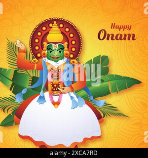 Heureux festival onam du sud de l'inde kerala sur fond d'illustration Illustration de Vecteur