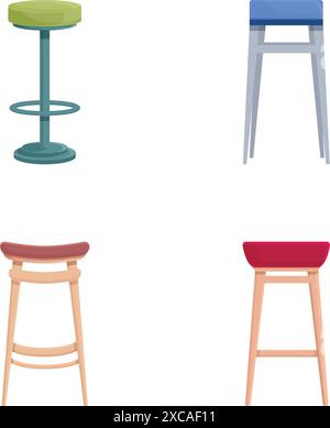 Collection de différents styles de tabourets de bar modernes, idéal pour les concepts de design d'intérieur Illustration de Vecteur