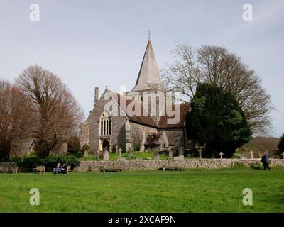 Alfriston Village Church of nouveau Andrew in the South Downs National Park, Alfriston, Cuckmere Valley, Seaford, East Sussex, South Downs, Wealden. ROYAUME-UNI Banque D'Images