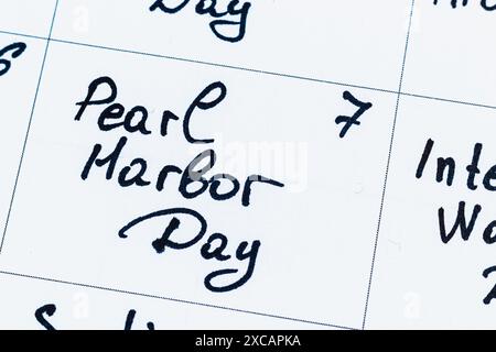 Pearl Harbor Day. Calendrier photo Banque D'Images