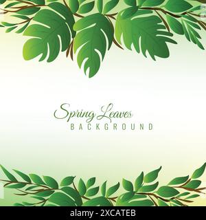 Fond décoratif de feuilles vertes tropicales réalistes Illustration de Vecteur