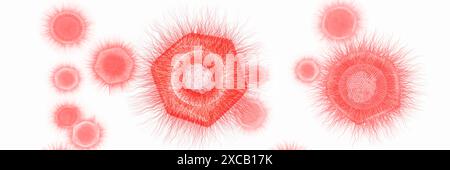 Illustration du catovirus (CATV) Naegleria ou du virus Naegleria (NV). Il s'agit d'un virus géant à ADN nucléocytoplasmique (acide désoxyribonucléique) qui peut détruire Naegleria fowleri, l'amibe mangeuse de cerveau. Banque D'Images