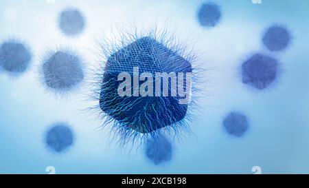 Illustration du catovirus (CATV) Naegleria ou du virus Naegleria (NV). Il s'agit d'un virus géant à ADN nucléocytoplasmique (acide désoxyribonucléique) qui peut détruire Naegleria fowleri, l'amibe mangeuse de cerveau. Banque D'Images