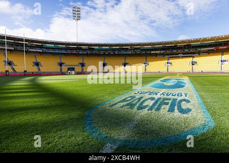 Wellington, Nouvelle-Zélande, 15 juin 2024. Vue générale du terrain du Sky Stadium avant la demi-finale du Super Rugby entre les Hurricanes et les Chiefs au Sky Stadium le 15 juin 2024 à Wellington, Nouvelle-Zélande. Crédit : James Foy/Speed Media/Alamy Live News Banque D'Images