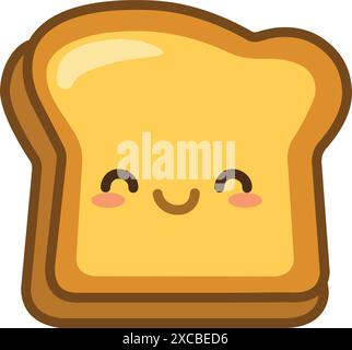 Mignon personnage de toast souriant dans un style kawaii Illustration de Vecteur