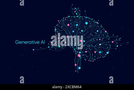 Illustration d'un flux abstrait. Intelligence artificielle. Big Data, technologie, transfert de données, flux de données, grand modèle de langage, IA générative, LLM Illustration de Vecteur