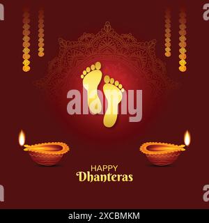 Festival pour la déesse maa lakshmi charan ou paduka dhanteras fond de carte Illustration de Vecteur
