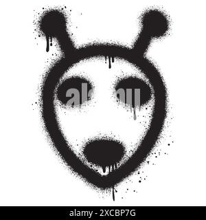 Graffiti Spray Paint Alien isolé sur fond blanc. Illustration de Vecteur