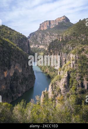 Vue aérienne des gorges de Congost de Mu en Catalogne Banque D'Images
