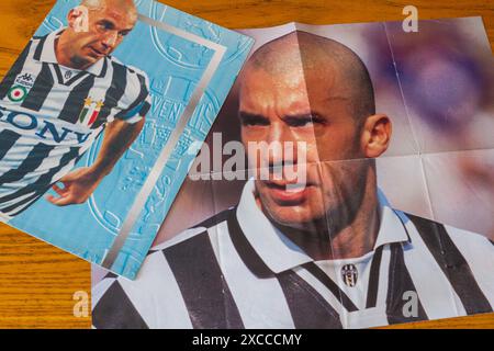 Affiche de la légende du football italien Gianluca Vialli ancien joueur de Juventus et Chelsea Banque D'Images