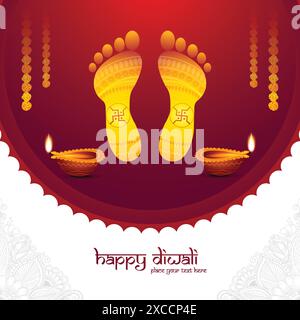 Joyeux festival diwali pour la déesse maa lakshmi charan ou paduka fond Illustration de Vecteur