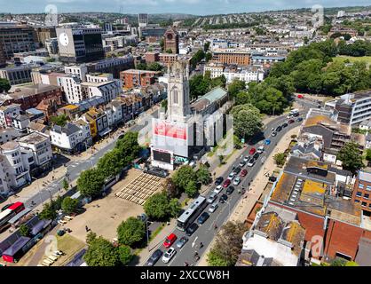 Brighton, Royaume-Uni. 16 juin 2024. Vue aérienne générale du Fanpark avant le match Serbie-Angleterre à Central Park, York place, Brighton, Angleterre, Royaume-Uni le 16 juin 2024 crédit : Every second Media/Alamy Live News Banque D'Images