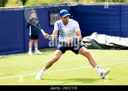 Ilkley, Royaume-Uni, 16 juin 2024, Jay Clarke VS Benjamin Bonzi Qualifying match au Ilkley Lawn Tennis and Squash Club, crédit Aaron Badkin/Alamy Live News. Banque D'Images