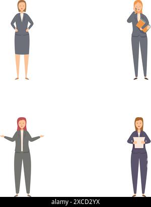 Illustrations vectorielles d'une femme professionnelle dans diverses poses, adaptées au contenu d'affaires Illustration de Vecteur