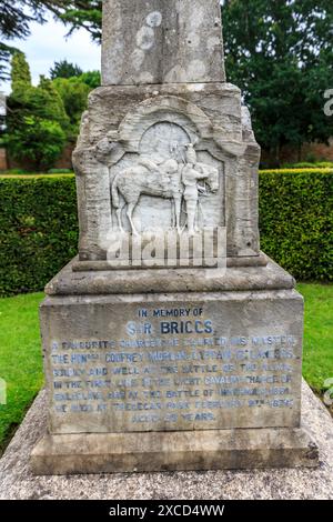 Mémorial à Sir Briggs, un cheval de cavalerie qui a participé à la bataille d'Alma, à Tredegar House, pays de Galles, Royaume-Uni Banque D'Images