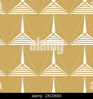 Motif géométrique abstrait avec triangle et rayures sur fond blanc. Un arrière-plan vectoriel transparent. Motif graphique moderne. Motif blanc et doré Banque D'Images