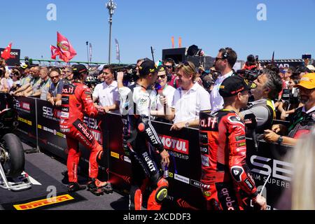 Misano Adriatico, Italie. 16 juin 2024. Foto Alessandro la Rocca/LaPresse16-06-2024, Misano World circuit Marco Simoncelli Sport-Motociclismo-WSBK FIM Superbike World Championship-Pirelli Emilia Romagna Round 14-16-juin 2024 Gara 2 nella foto : photo Alessandro la Rocca/ Credit : LaPresse/Alamy Live News Banque D'Images