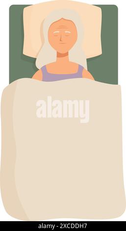 La femme âgée dort profondément dans son lit, profitant d'une nuit de repos paisible Illustration de Vecteur