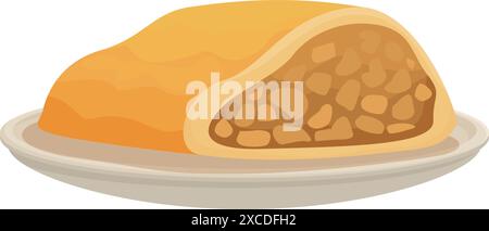 La tarte aux pommes fraîchement cuite est servie sur une assiette blanche, mettant en valeur sa délicieuse garniture et sa croûte feuilletée Illustration de Vecteur