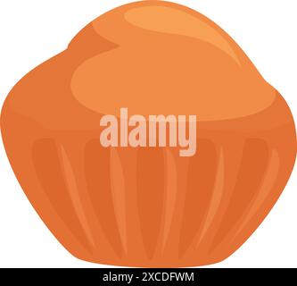 Cupcake unique debout, avec glaçage orange, l'air délicieux Illustration de Vecteur