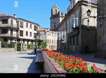 Du vrai Basilique Menor de Santa Maria la Mayor, la Plaza de Alonso de Fonseca, Pontevedra, Galice, Espagne. Banque D'Images