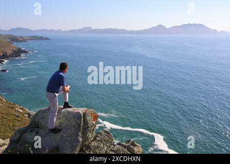 Parc national du Terrestre Maritime des îles de l'Atlantique, Islas cies, Cabo Home, Cangas, province de Pontevedra, Galice, Espagne. Banque D'Images